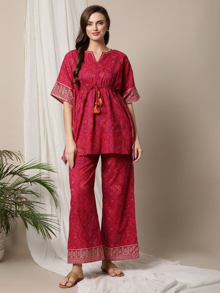 Pink Printed Gotta Patti Kurta freeshipping - Yufta Store